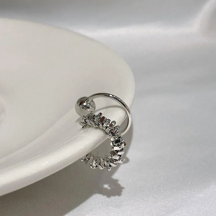 Geometric alloy ear clip earrings with irregular frosty B4710# design for women