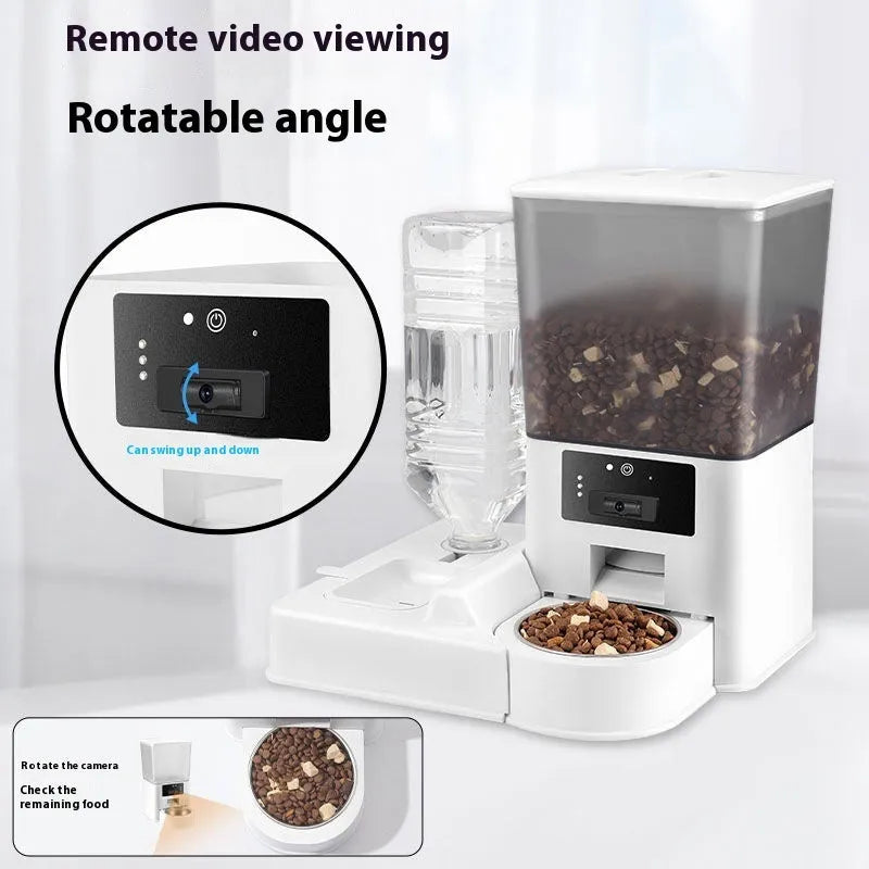 Double bowl intelligent pet feeder with 5L stainless steel bowl for dogs and cats