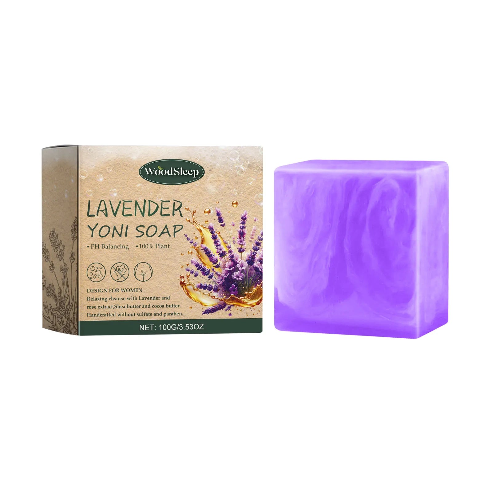 Gentle deep cleansing shower soap bar in lavender flavour, suitable for universal skin type, individually wrapped