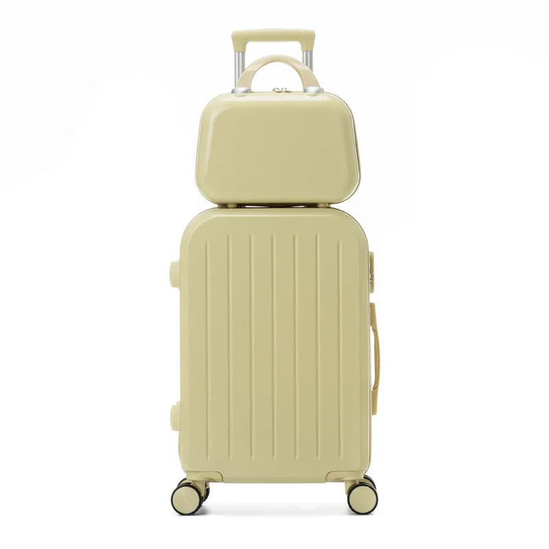 Lightweight password suitcase trolley case with striped pattern and universal wheels in multiple colours and sizes