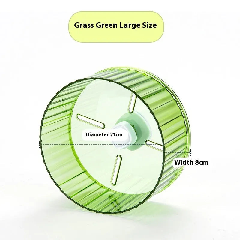 Plastic parrot exercise wheel toy in transparent colour showing rotating mechanism for bird activity