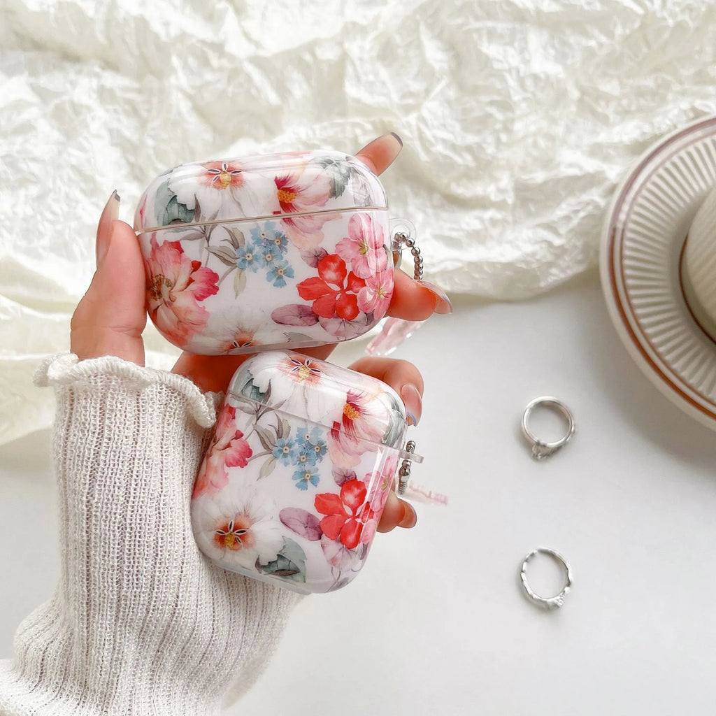 Soft TPU AirPods case cover with watercolor flower design for AirPods 1 2 3 Pro Pro 2