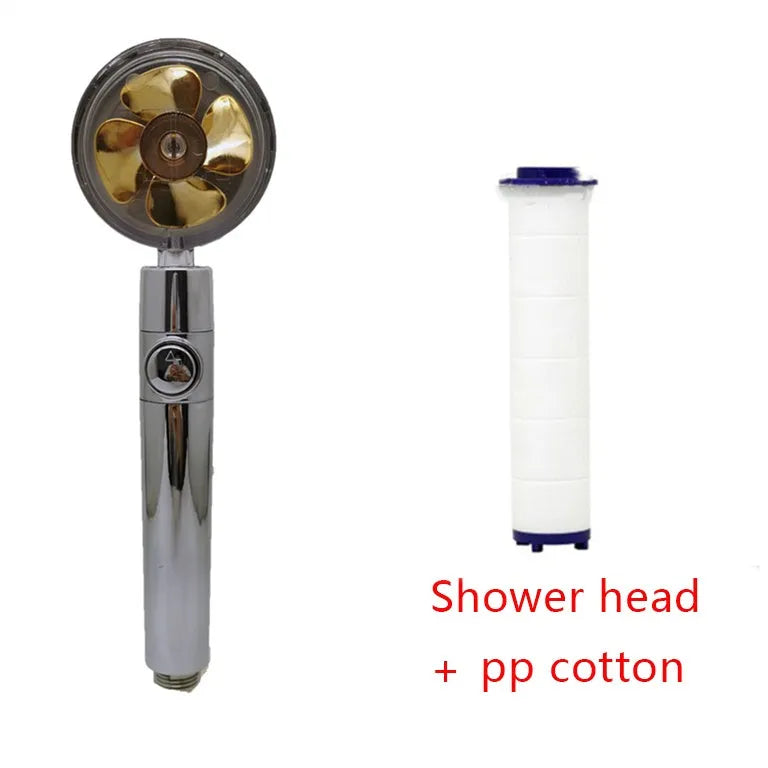 ABS water saving shower head with round head, chrome alloy finish, and 360-degree rotating joint