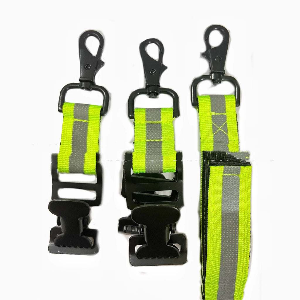 Fluorescent green metal safety clip with reflective tape for fireman gloves