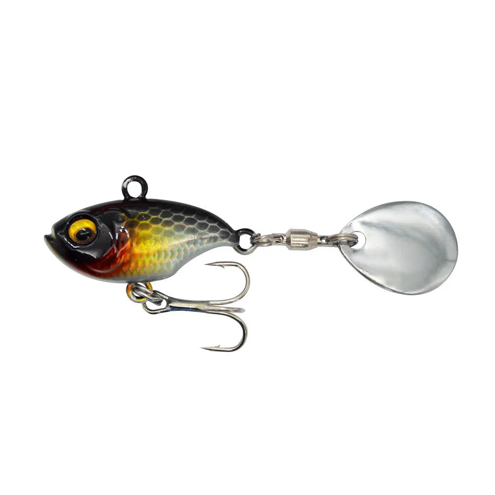 Metal sea fishing iron plate lure with rotating sequins in multiple colour options.