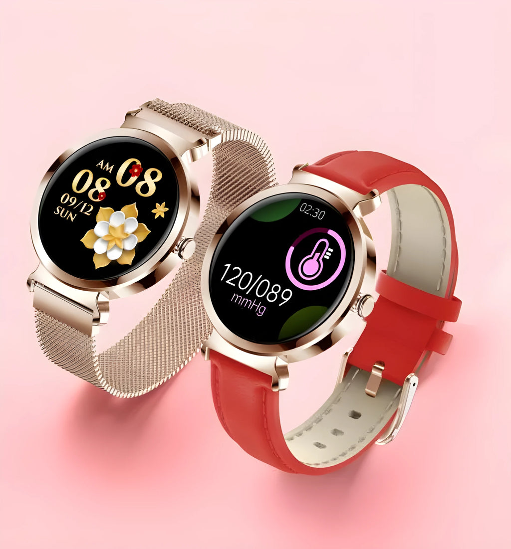 Zinc alloy smart bracelet with 1.28-inch colour display in silver steel finish showing adjustable strap