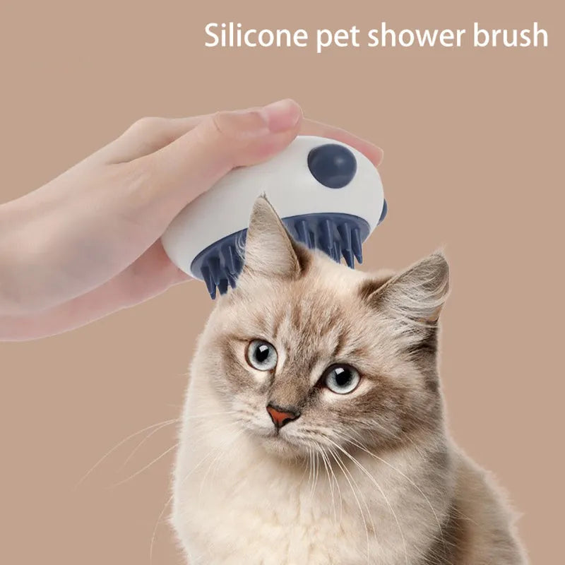 Panda-shaped silicone pet shower brush with soft bristles for cleaning cats and dogs