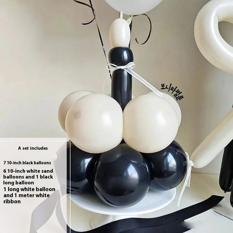 Complete DIY balloon bouquet cake decoration kit with round balloon arrangement