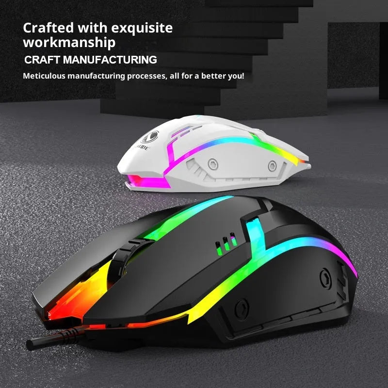 E-sports weighted wired USB mouse in black with large plastic body for desktop gaming