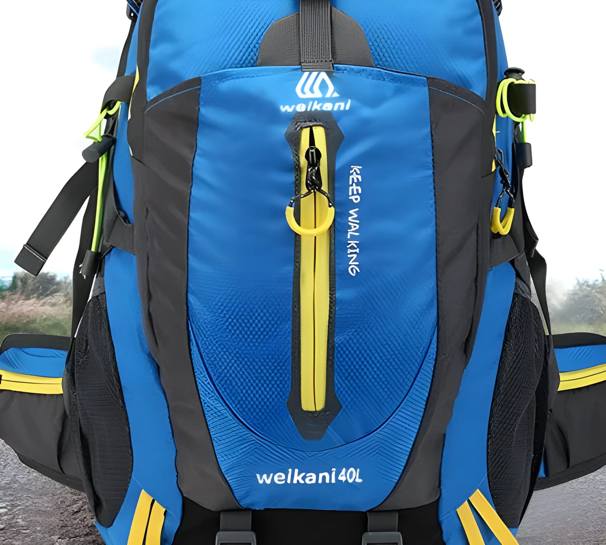 40L nylon hiking backpack in solid colour, outdoor sports rucksack for cross-country walking