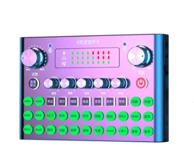 F007plus live broadcast sound card with condenser microphone and mounting bracket for mobile and computer streaming