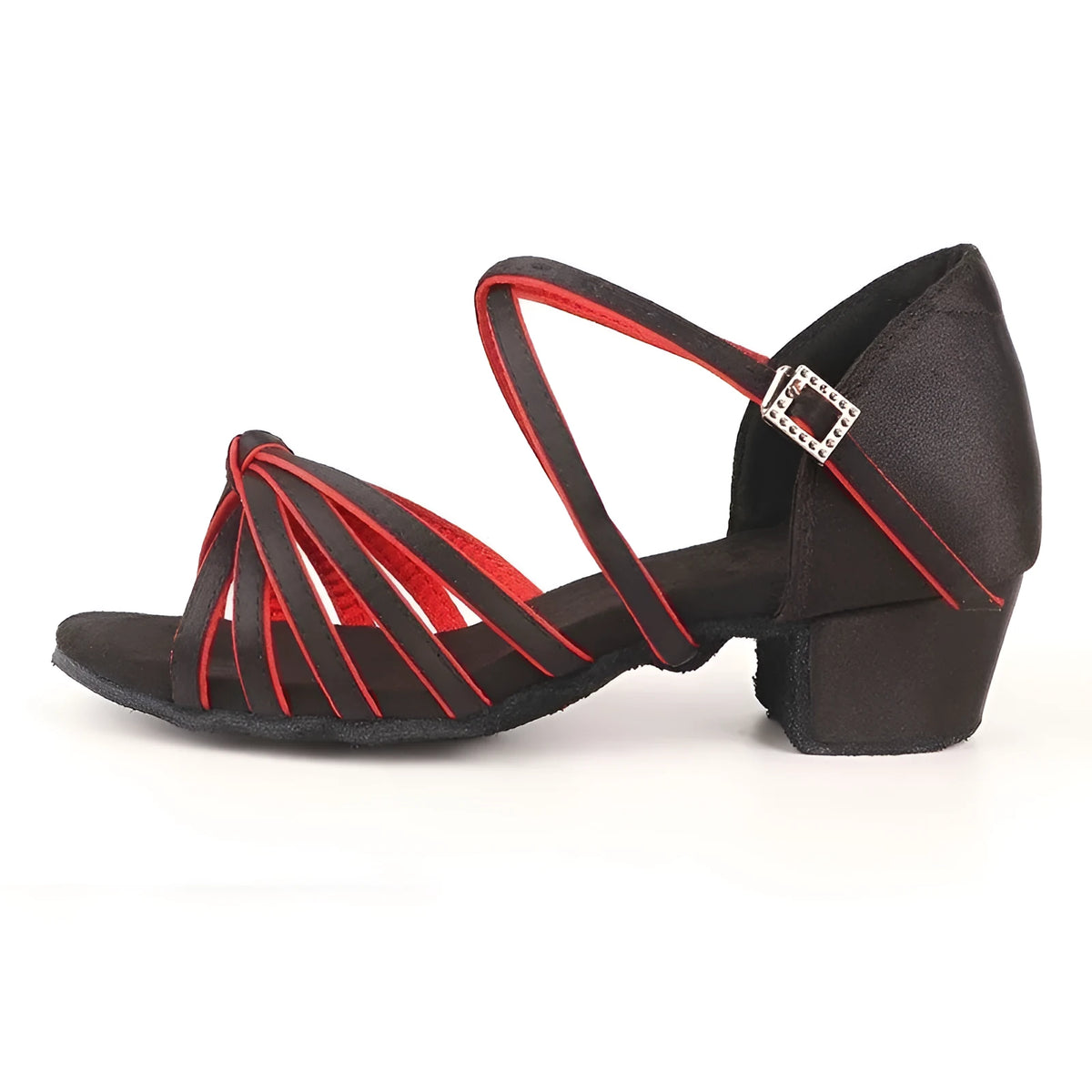 Women's Latin dance shoes with real silk upper and cowhide sole in black colour option