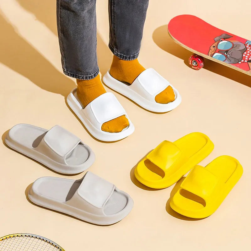 A pair of soft EVA bathroom slippers with a thick, non-slip sole, shown in a choice of colours.