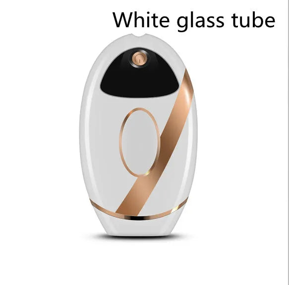 Black ABS IPL laser hair removal machine with 350,000 flashes for full body use, compact 14x7.5x4.5 cm
