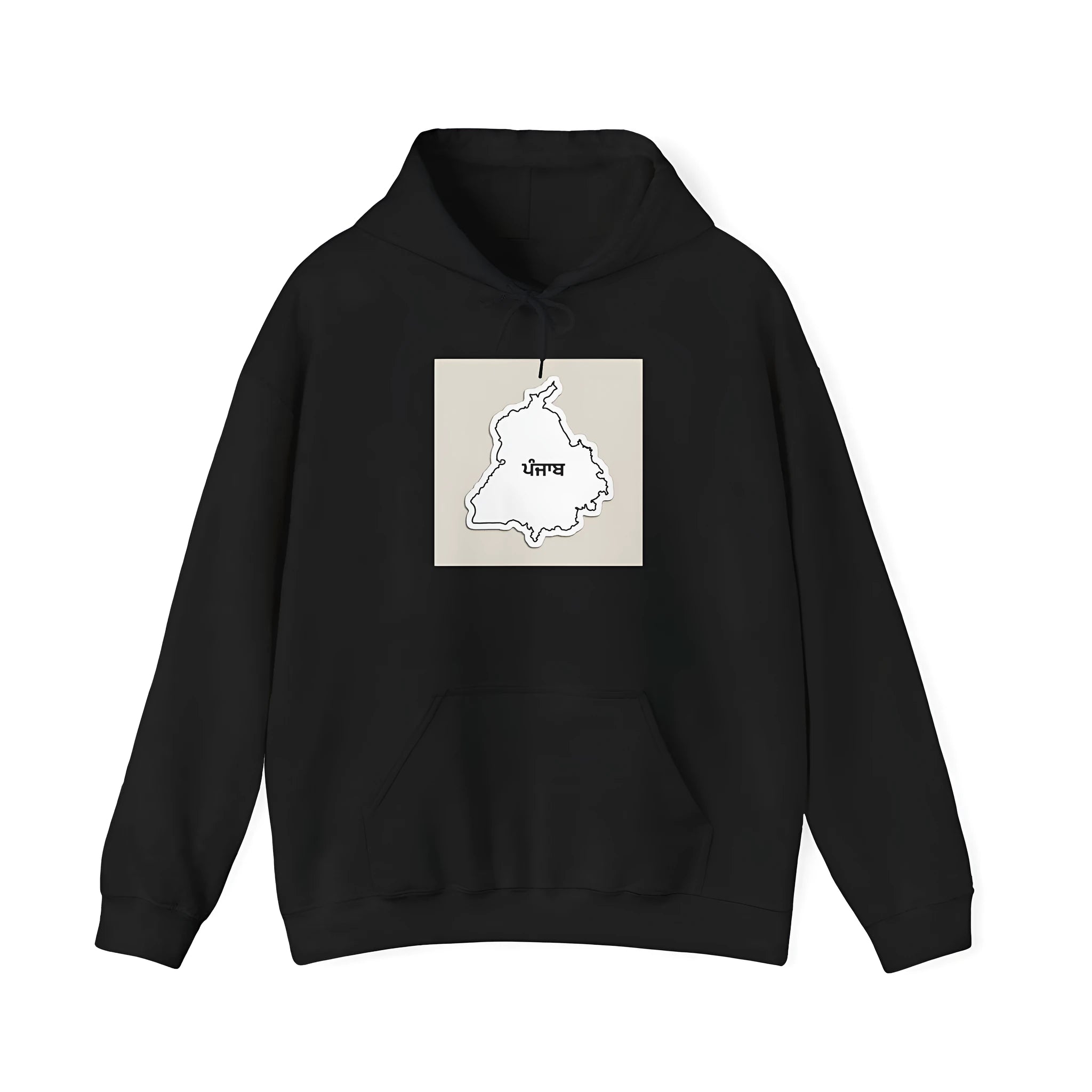Black loose fit drop shoulder sleeve casual hoodie with front pocket