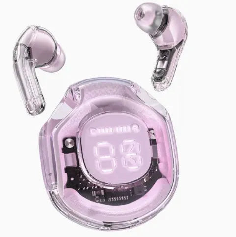 ACEFAST Small Crystal Color 2 Bluetooth Headset in alfalfa purple with silicone protective cover and lanyard