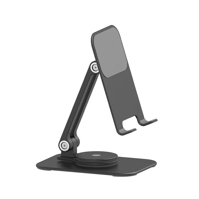 Aluminum alloy rotary desktop phone holder for tablets under 13 inches, with silicone pad, in black, silver grey or silvery white
