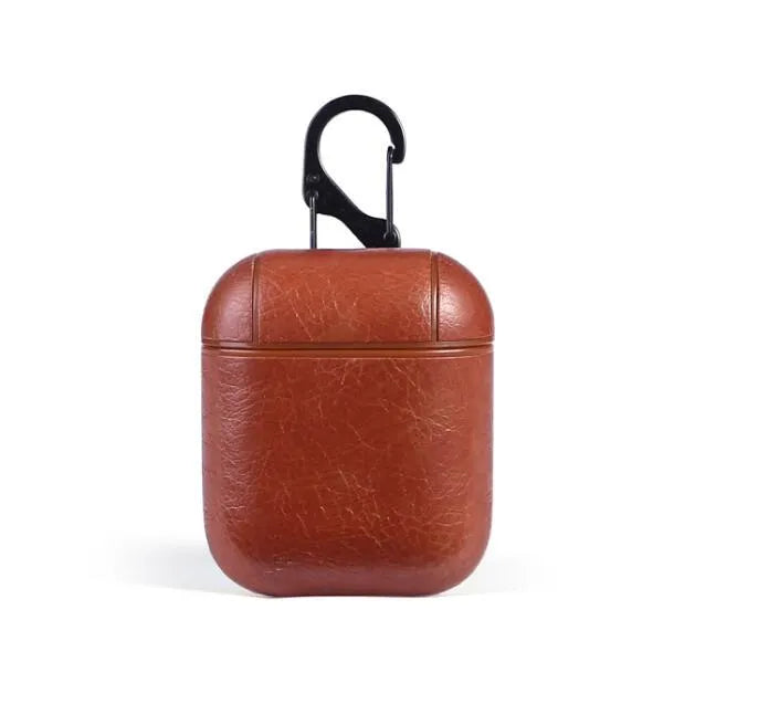 Genuine leather AirPods charging case in black, brown, light brown and red colour options