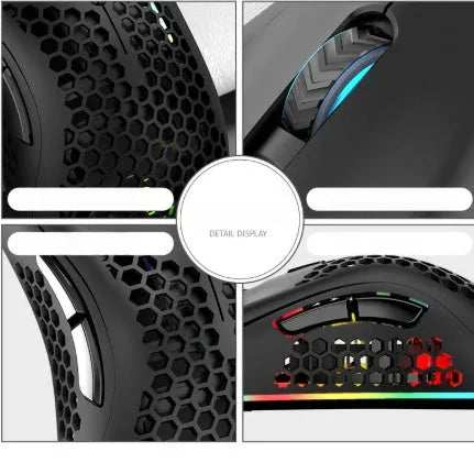 Hollow-out luminous wireless gaming mouse with charging in black, cyan, and white colours