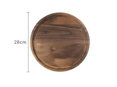 Black walnut wood cutting board with juice groove and side handle