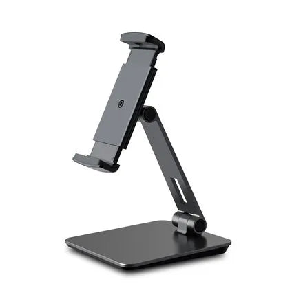 Foldable aluminium phone and tablet holder with 360° rotation in black colour