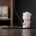 Ceramic cute style female court attendant figurine incense burner decoration