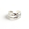 S925 sterling silver vintage weave ring with braided pattern and antique silver finish