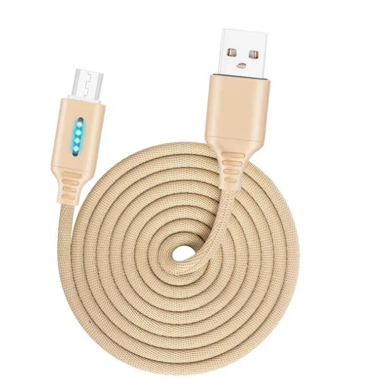 Fabric weaving fast charging cable showing woven texture and USB connector