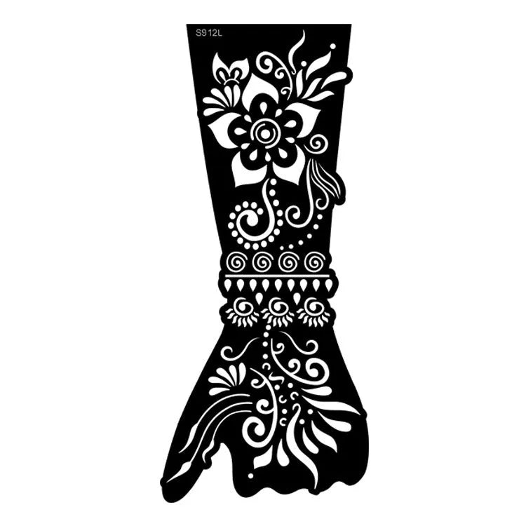 Geometric hollow template tattoo stickers showing intricate paper carving designs for stencilling