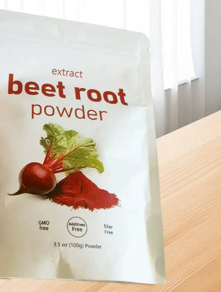 Bulk pack of quick water soluble red chard powder in a sealed bag