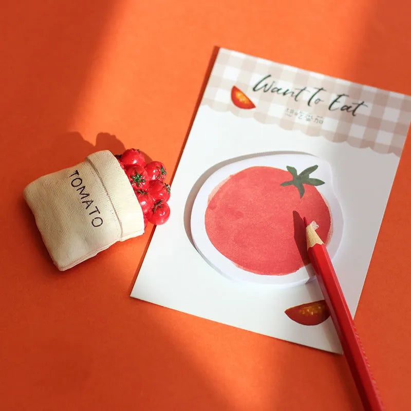 Food Bread Handbook adhesive notepad with 30 sheets in four food-themed colour designs.