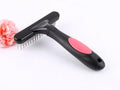 Stainless steel pet open knot comb, 16x12cm, for dogs and pets, shown in blue or pink