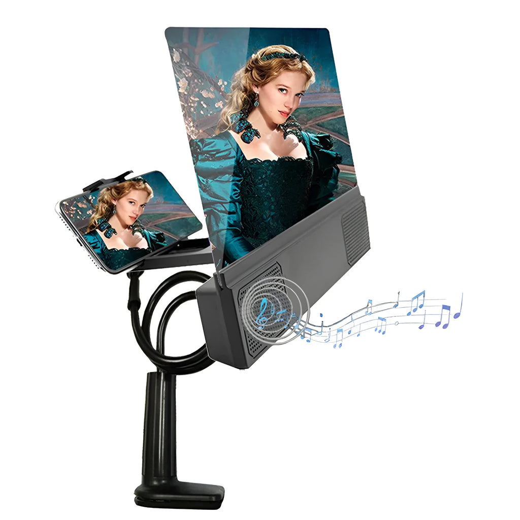 12-inch foldable mobile phone screen amplifier with acrylic lens and audio cable for smartphone enlargement