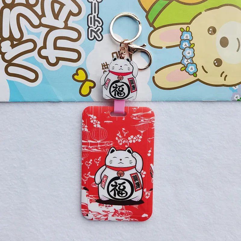 Lucky Cat Tens of Thousands of Blessings certificate in plastic sleeve with ferrule pendant, cartoon style