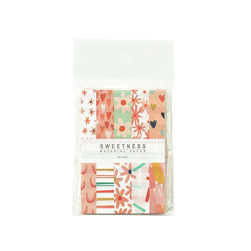 Fifty sheets of dessert-themed retro collage note paper in ten colours including strawberry and blueberry.