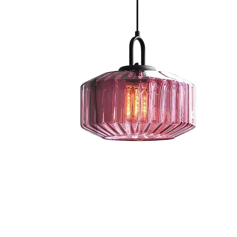 Stained glass chandelier with 4W warm light in green, amber or purple, 220V modern ceiling light