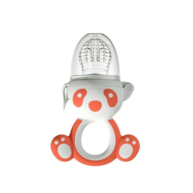 Happy Bite baby teether fruit feeder in transparent edible silicon with hand guard