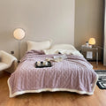 Polyester thermal flannel blanket in beige colour, shown in a 180x200cm size for winter use
