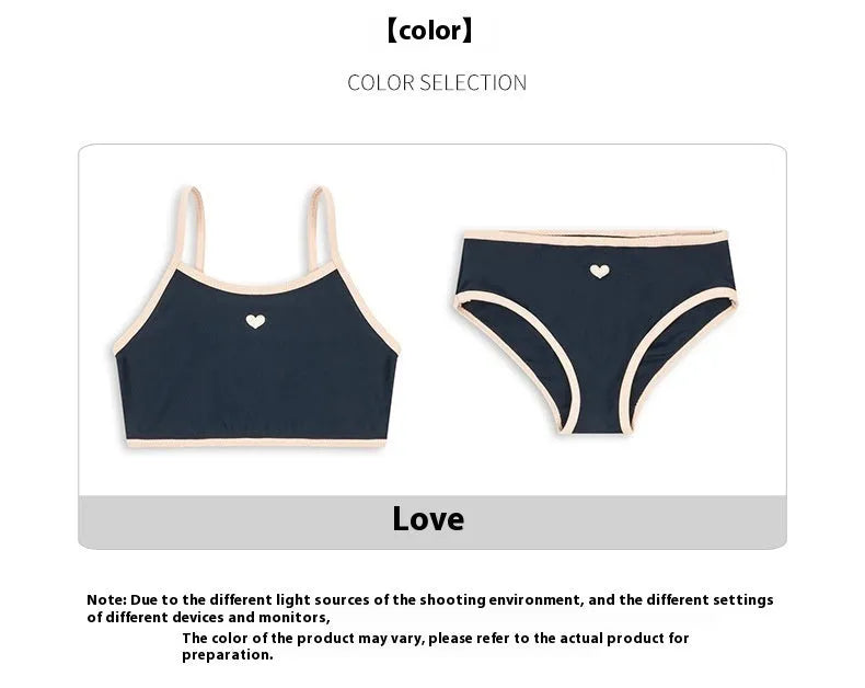 Dark blue baby girls' split swimsuit with high elasticity for swimming ages 1-6 years