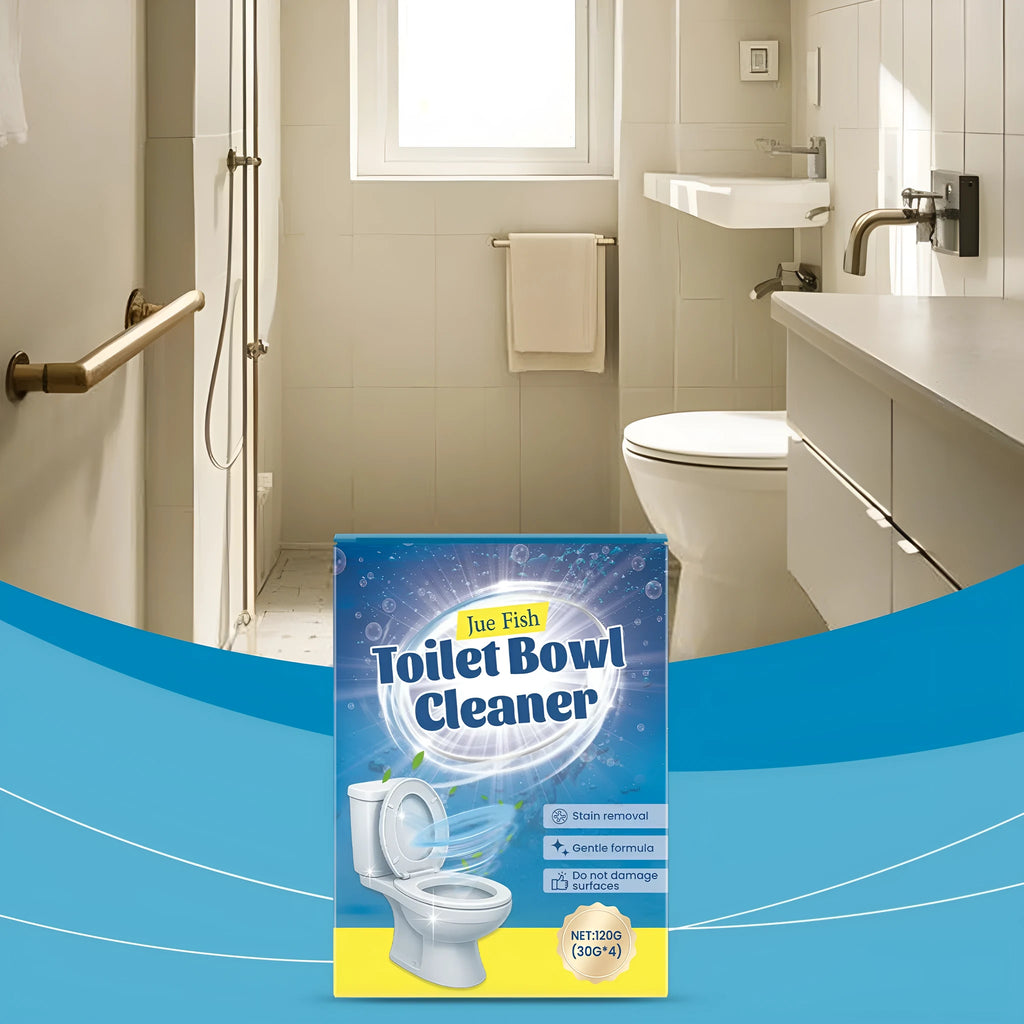 Toilet cleaning powder in four 30g sachets with descaling and stain removal formula