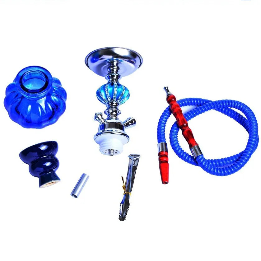 Glass single tube hookah tobacco pot 26cm tall with square base in black colour