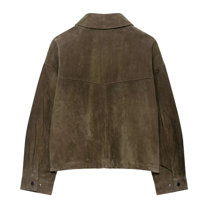 Women's PU jacket in Japanese Korean casual style, medium thickness, regular fit
