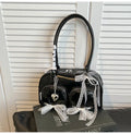 Soft PU leather casual shoulder bag in horizontal square shape with double straps and mobile phone compartment