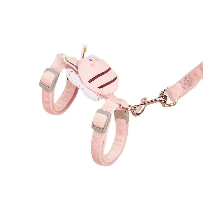 Bee-shaped cat harness and lead set in blue, pink, and yellow colours for small and medium cats.