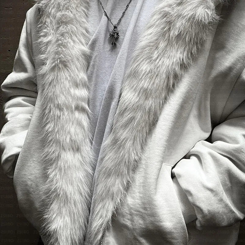 Casual solid colour baggy polyester coat for men and women in black or white