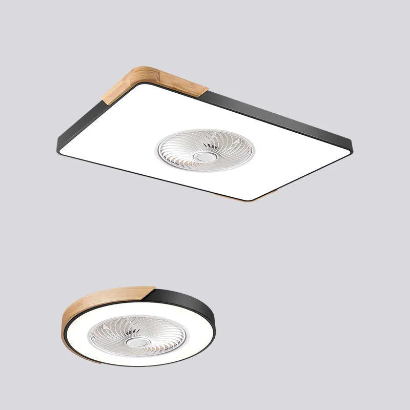Nordic solid wood ceiling fan with light combination in rectangular, round and square size options