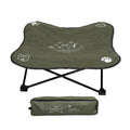 Outdoor pet folding bed with aluminium alloy X-frame and black 600D Oxford cloth sleeping surface