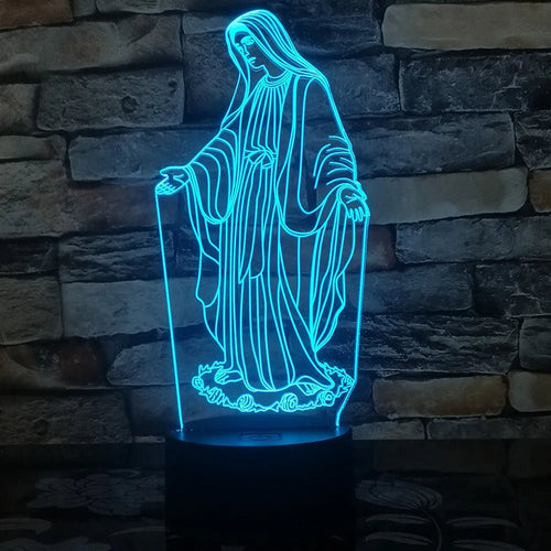 3D LED night light showing laser-engraved acrylic creating dual ring patterns with colourful illumination