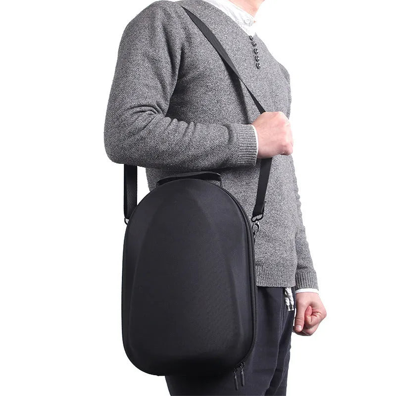Black EVA nylon storage bag for Meta Quest Pro with zipper and carrying strap