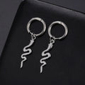 Snake-shaped vintage clip earrings in gold and steel colours